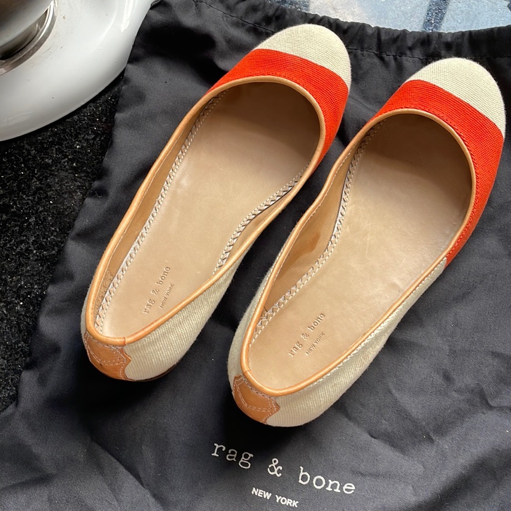 Orange/Cream ballet FLATS